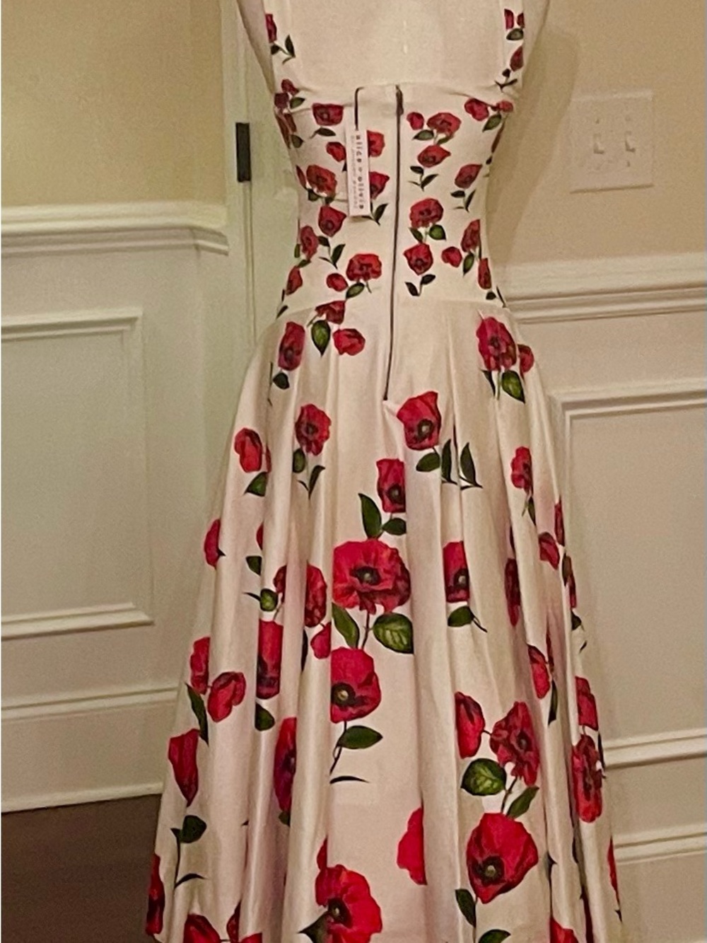 Alice + Olivia Adley Floral Midi Dress In Summer Poppy size 2 NWT - Picture 12 of 16